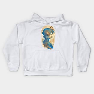 Steampunk Golden Blue Woman 2 - A fusion of old and new technology Kids Hoodie